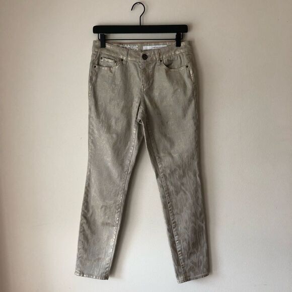 Dkny Jeans Gold & Tan Patterned Skinny Jeans Size 6 - Picture 1 of 7